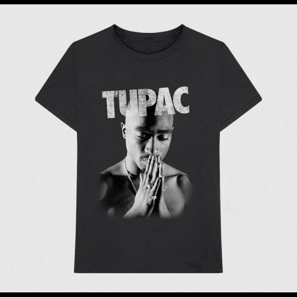NEW Mens Tupac 2Pac Short Sleeve Rap Hip-Hop Graphic T-Shirt - Black Size Medium